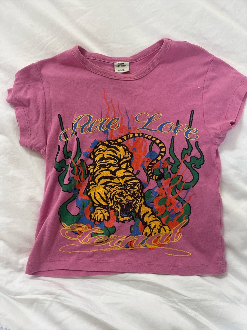 Urban Outfitters Pink Tiger Graphic Crop Tee